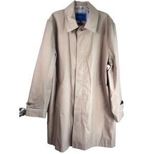 Men Car Coat Tan Trench Overcoat Single Breasted Vented Biltmore XXL Lightweight